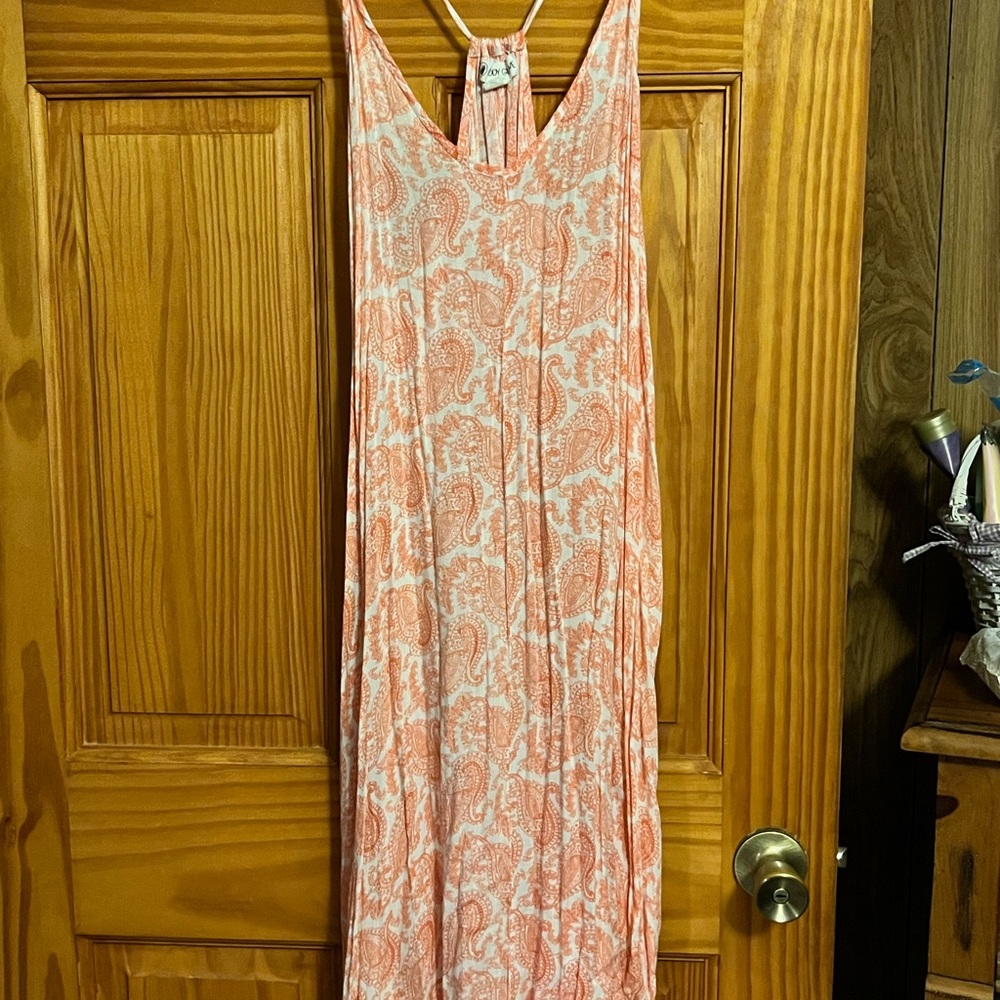 Orange and White Paisley Maxi Dress